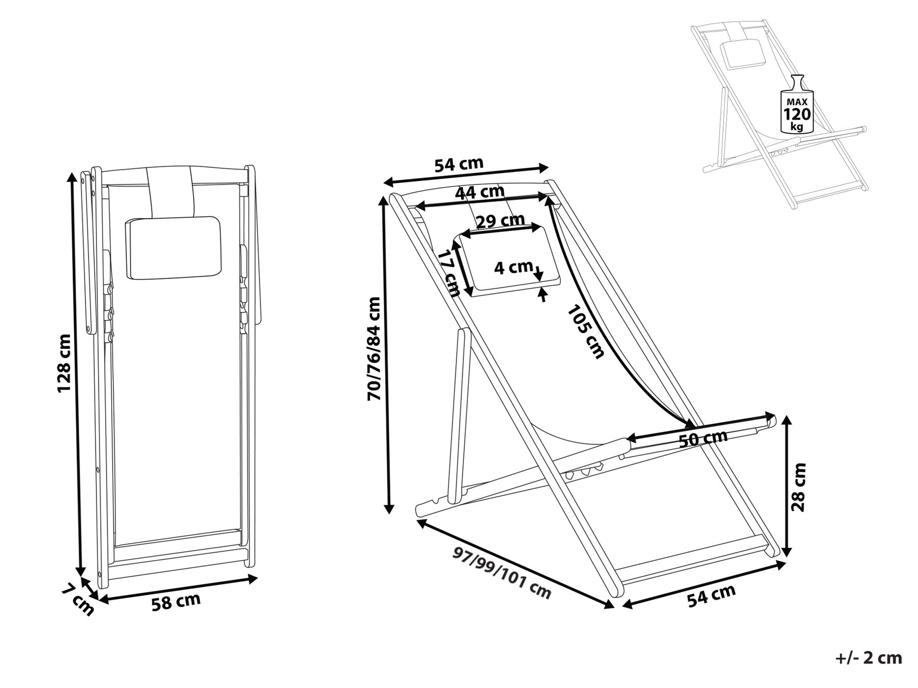 Folding Deck Chair AVELLINO Acacia Wood Grey_765542