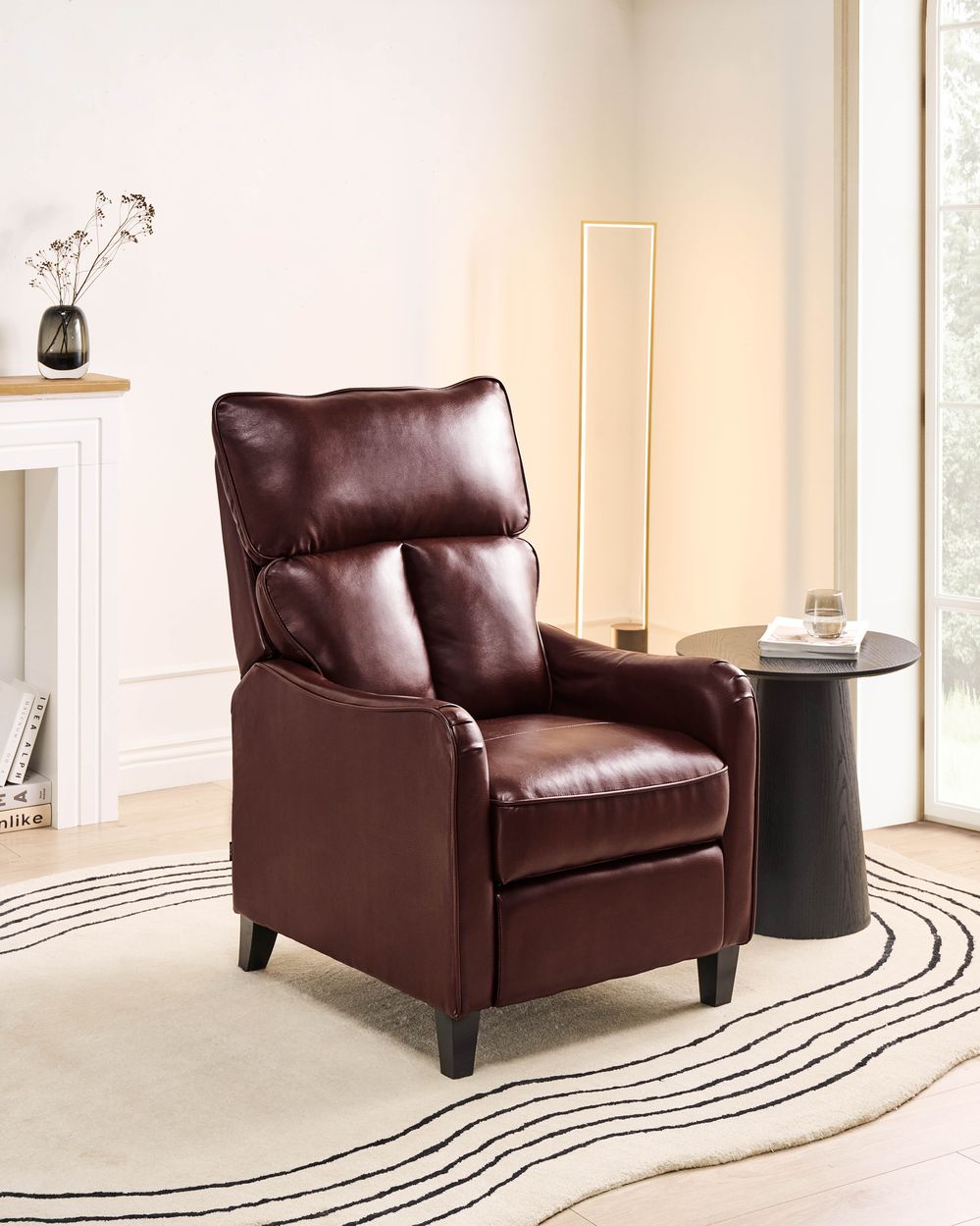 Recliner Chair ROYSTON with Footrest Faux Leather Dark Brown