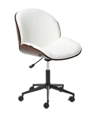 Sedia da scrivania MENESHA Bouclé Bianco_962867