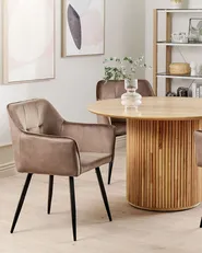 Set of 2 Dining Chairs JASMIN Velvet Brown_859446