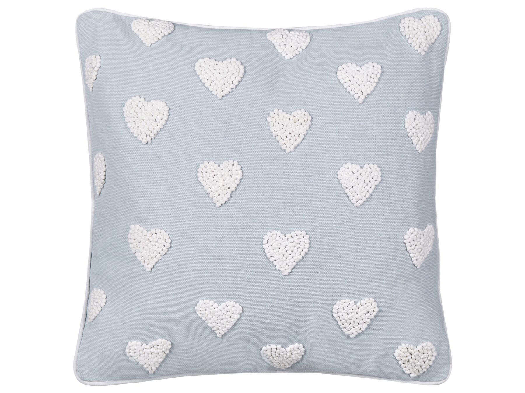 Cotton Cushion Embroidered Hearts 45 x 45 cm Grey GAZANIA_893177