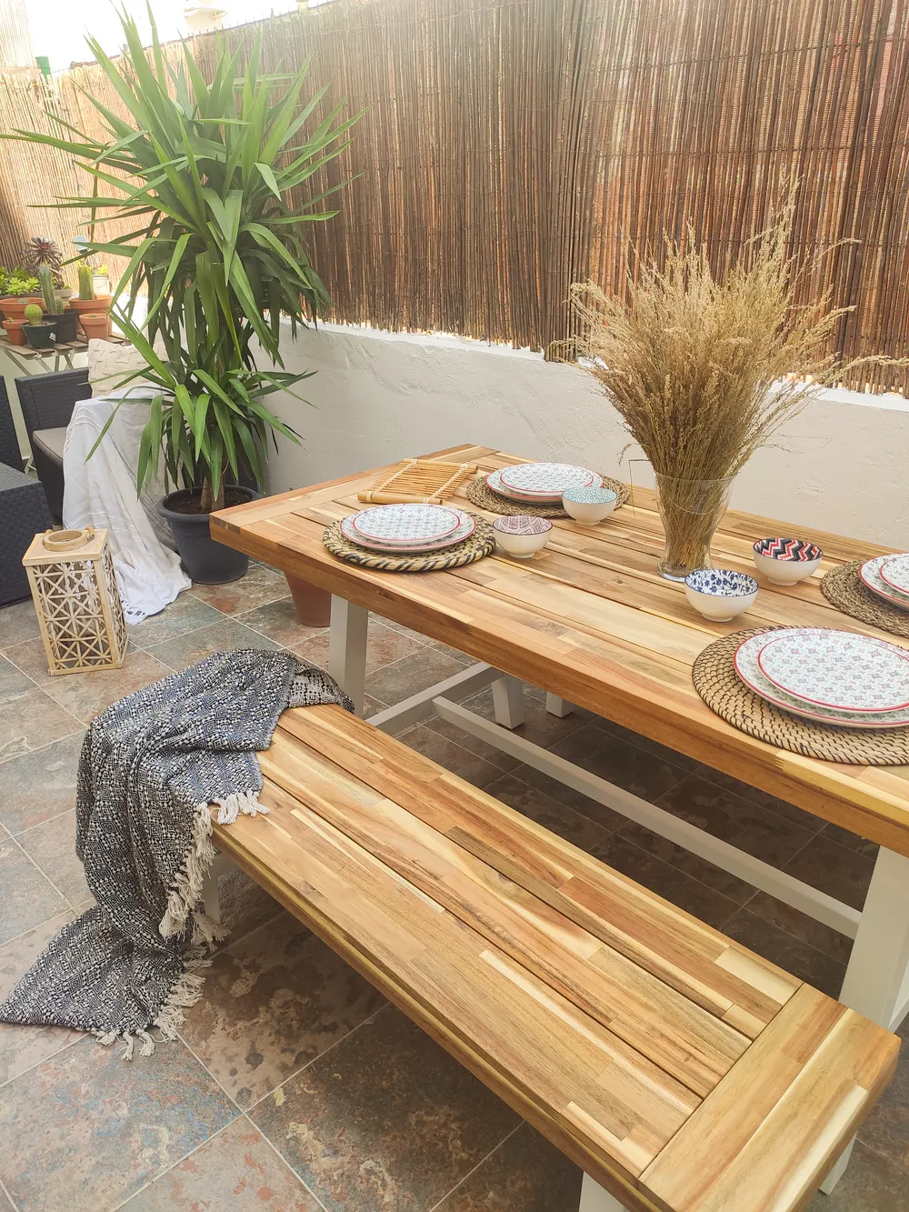 Garden Dining Set 6 Seater SCANIA Acacia Wood White_827727