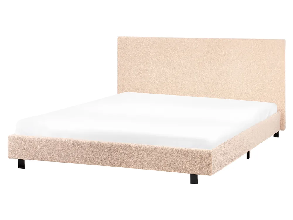 Bed Boucle ALBI 160 x 200 cm (EU King Size) Beige_964357