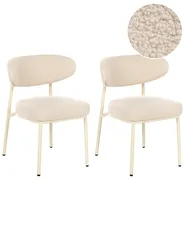 Set of 2 Dining Chairs UNITY Boucle Light Beige_1039827