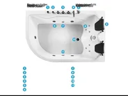 Whirlwanne Eckmodell mit LED CALAMA 180 x 120 cm Weiß linksseitig_781606