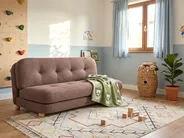 Sofa Bed 2 Seater ESBJERG Faux Linen Brown_1059247