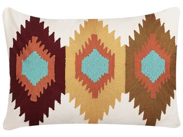 Coussin en coton à motif géométrique multicolore brodé 40 x 60 cm DANAPUR