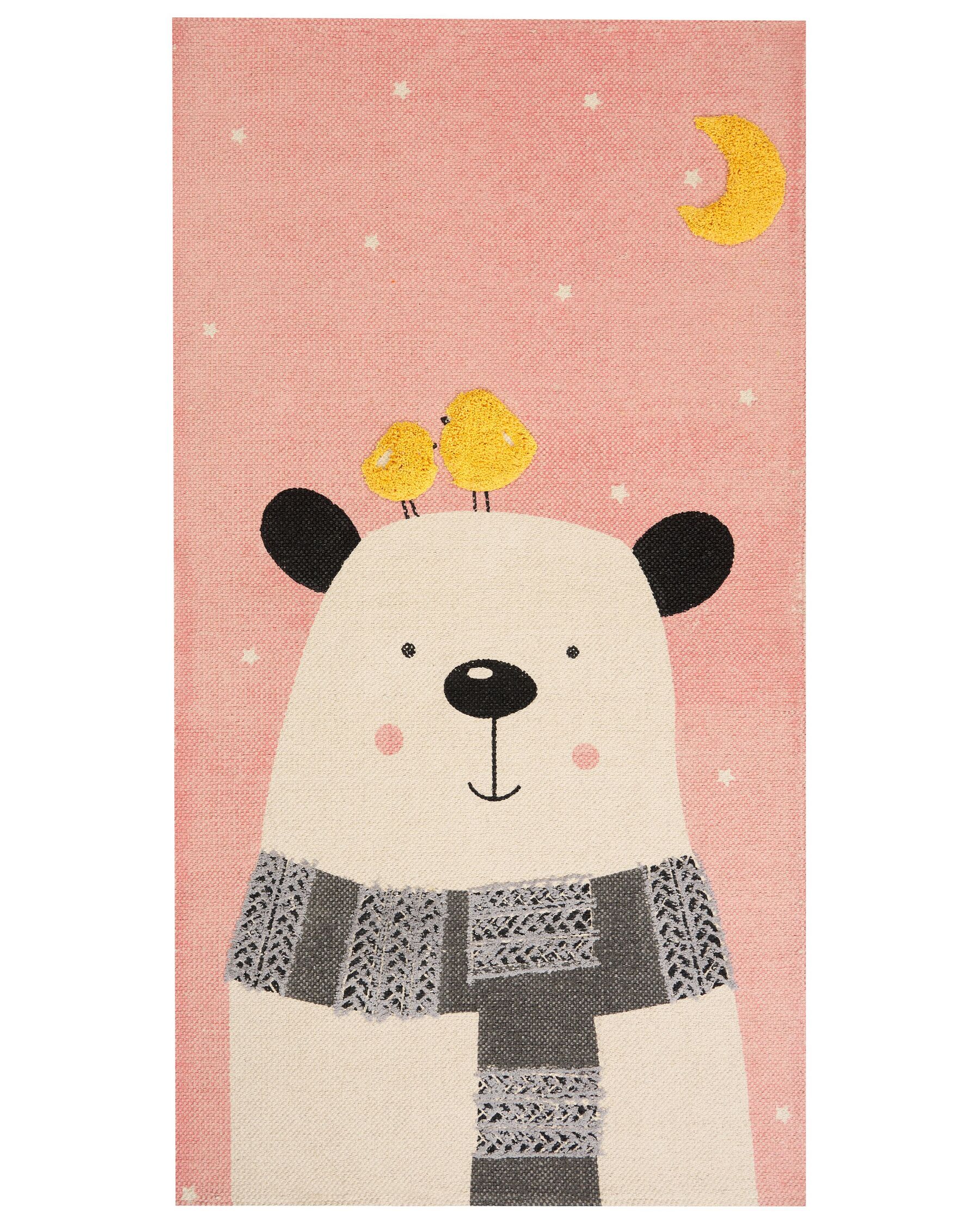 Cotton Kids Rug Bear Print 80 x 150 cm Multicolour TAPAK _864156