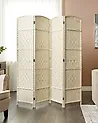 4 Panel Room Divider LAPPAGO 163 cm 170 cm Light Beige