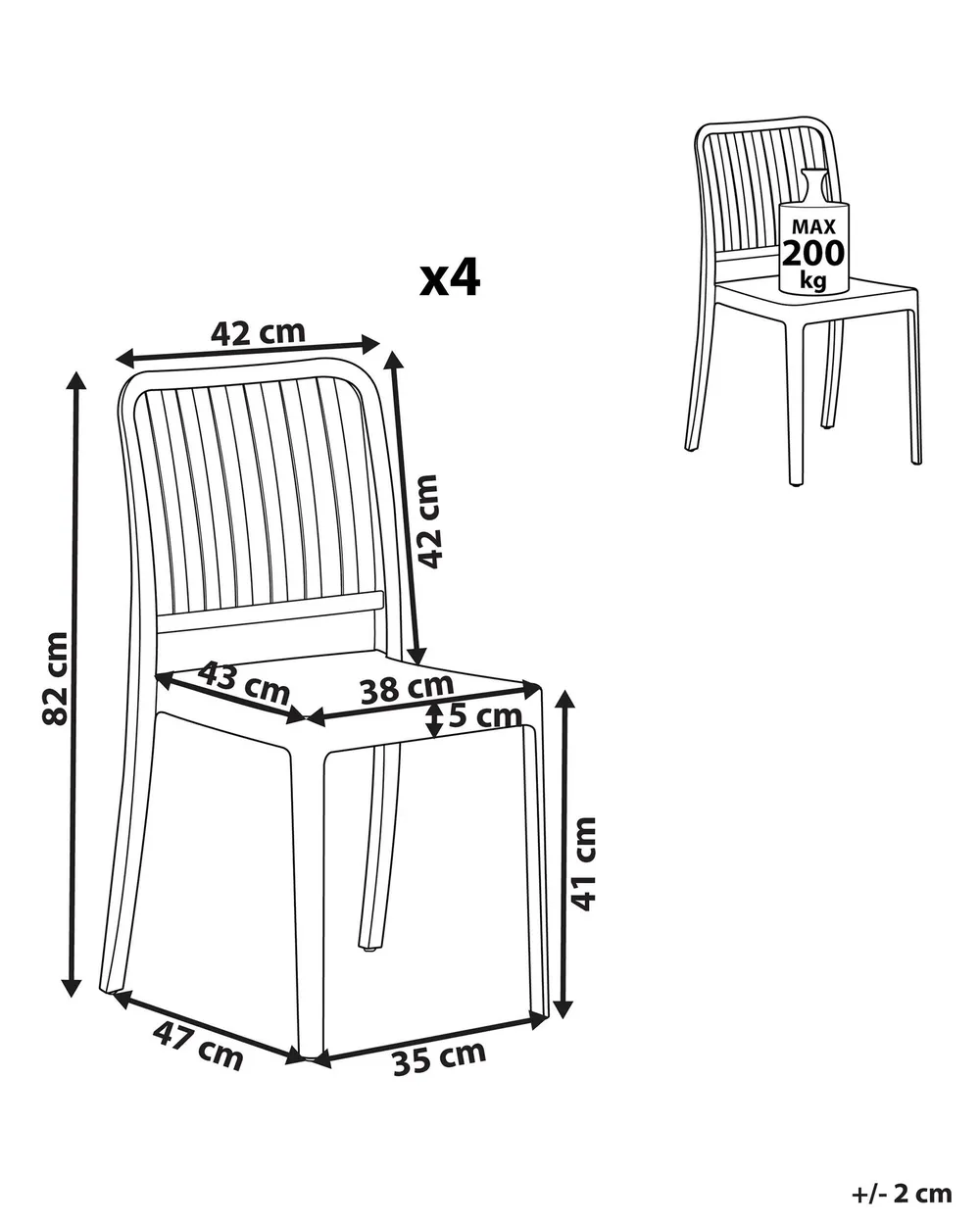 Set di 4 sedie da giardino SERSALE Materiale sintetico Nero_984946