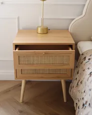 2 Drawer Bedside Table PEROTE Rattan Light Brown_1022466