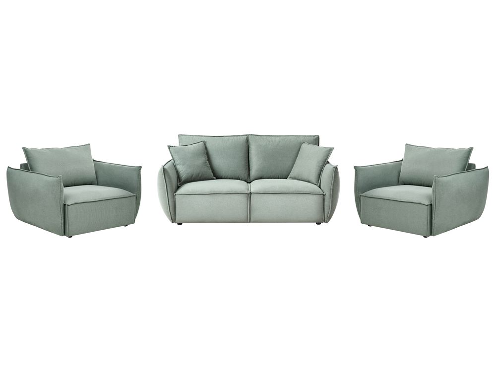 Living Room Set 5 Seater KUNES Fabric Light Green