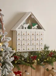 Dekoracja świąteczna LED MJOSA 33 cm Kalendarz adwentowy Biały_1016822
