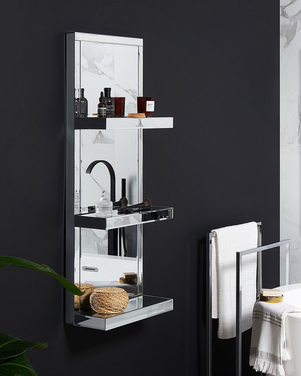 Bathroom Wall Shelf Mirror Effect Silver GAONA Beliani