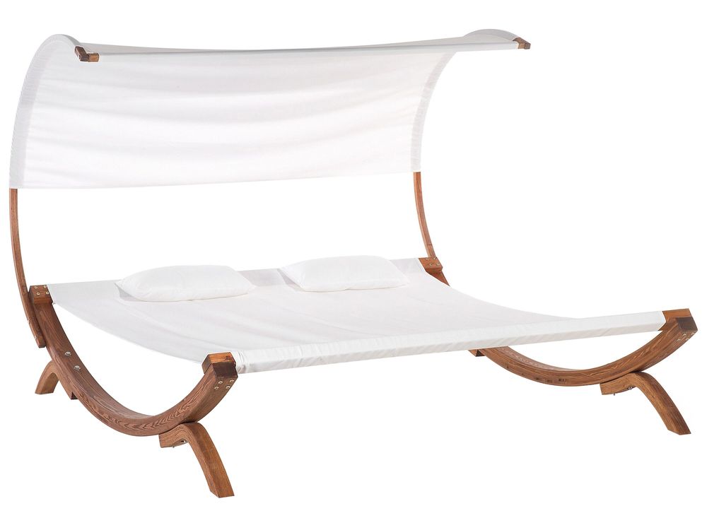 2 Person Garden Sun Lounger Off White TERAMO Beliani.cz