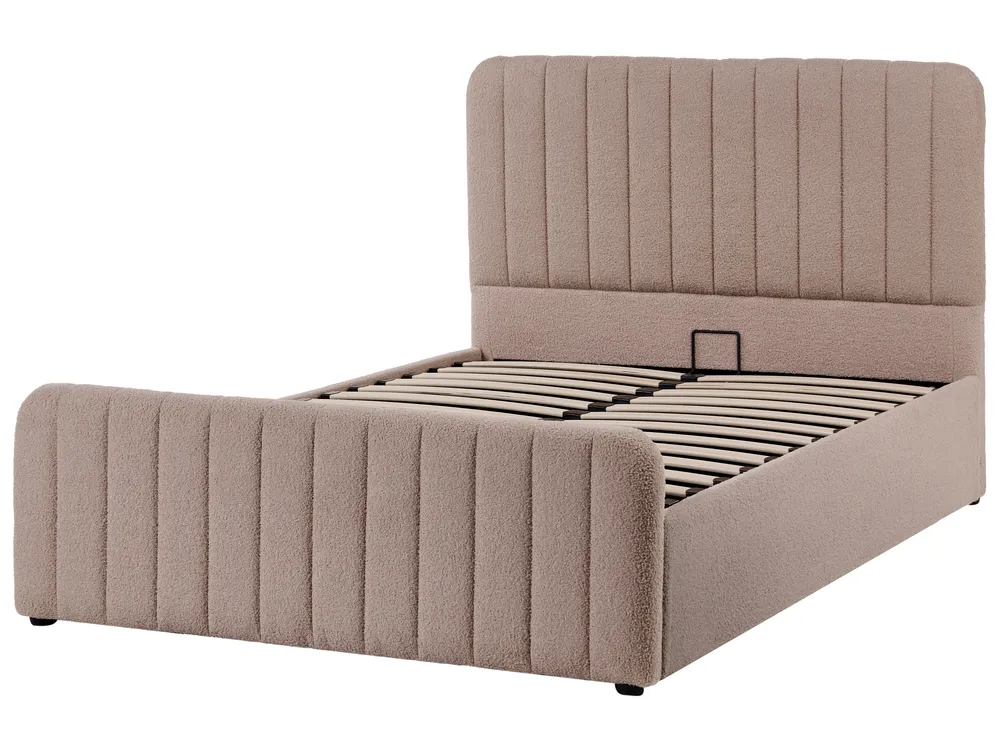 Ottoman Bed LUNAN Boucle Taupe 120 x 200 cm (EU Small Double)_1048507