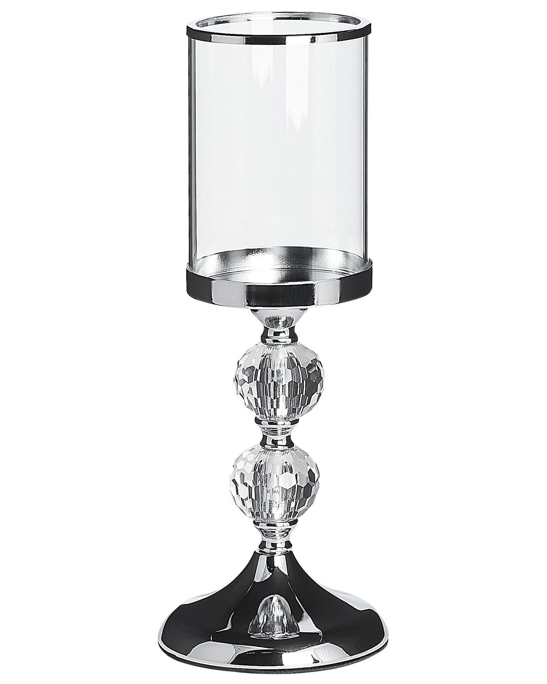 Candeliere vetro e metallo argento 36 cm COTUI_722206