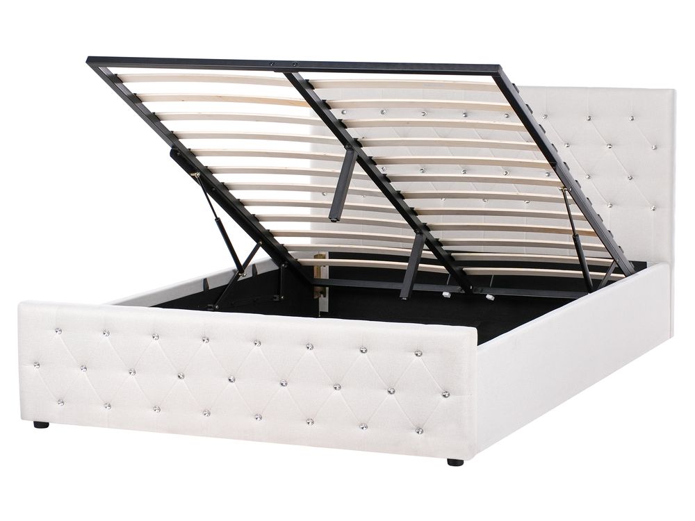 Lit ottoman AMIENS Tissu Beige 160 x 200 cm