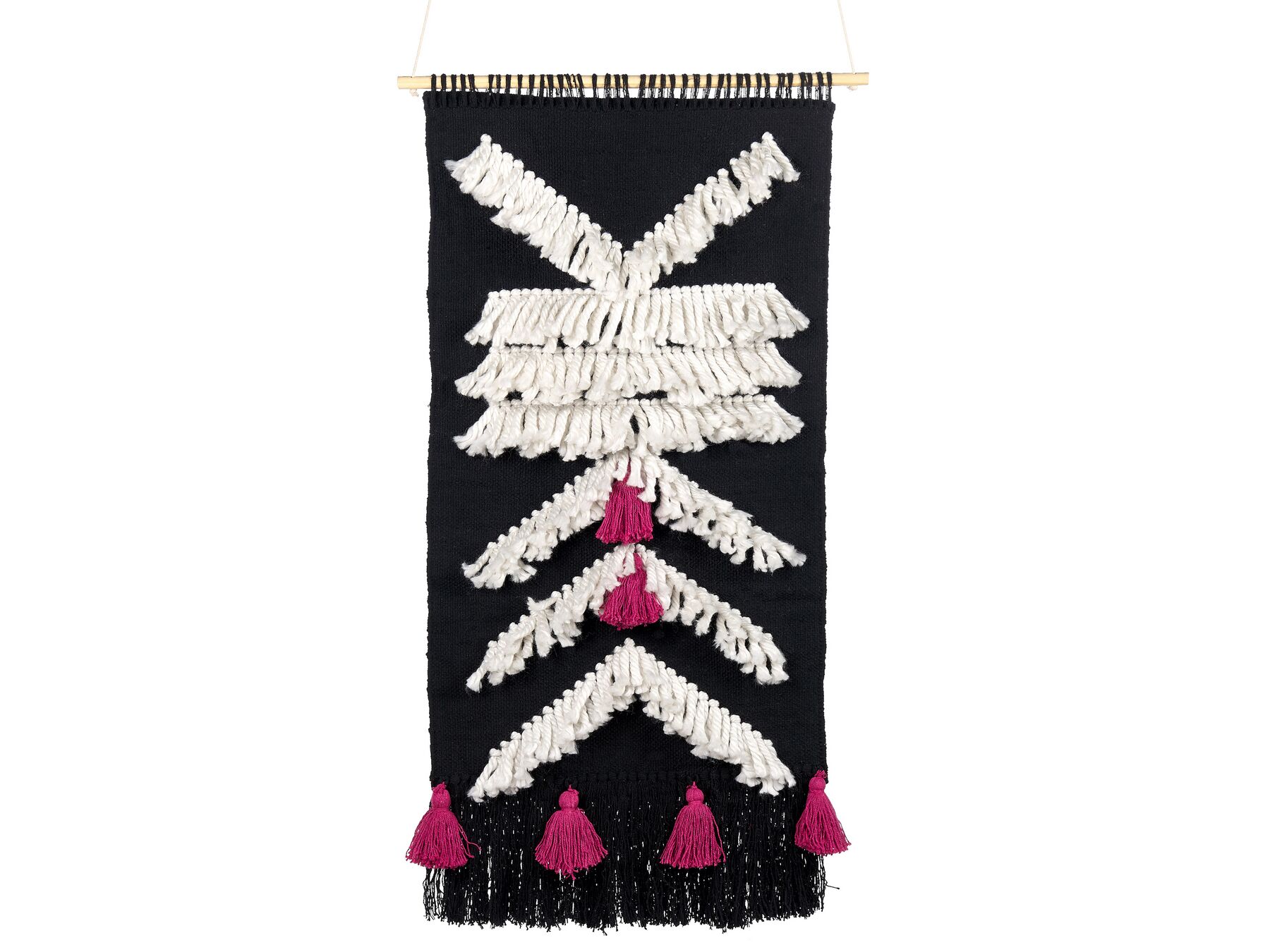 Cotton Macramé Wall Hanging Black and White PAKPATTAN_841434