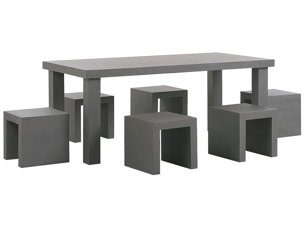 Garden Dining Set with Stools 6 Seater TARANTO Concrete Grey