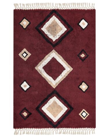 Teppich Baumwolle rot 140 x 200 cm geometrisches Muster SIIRT
