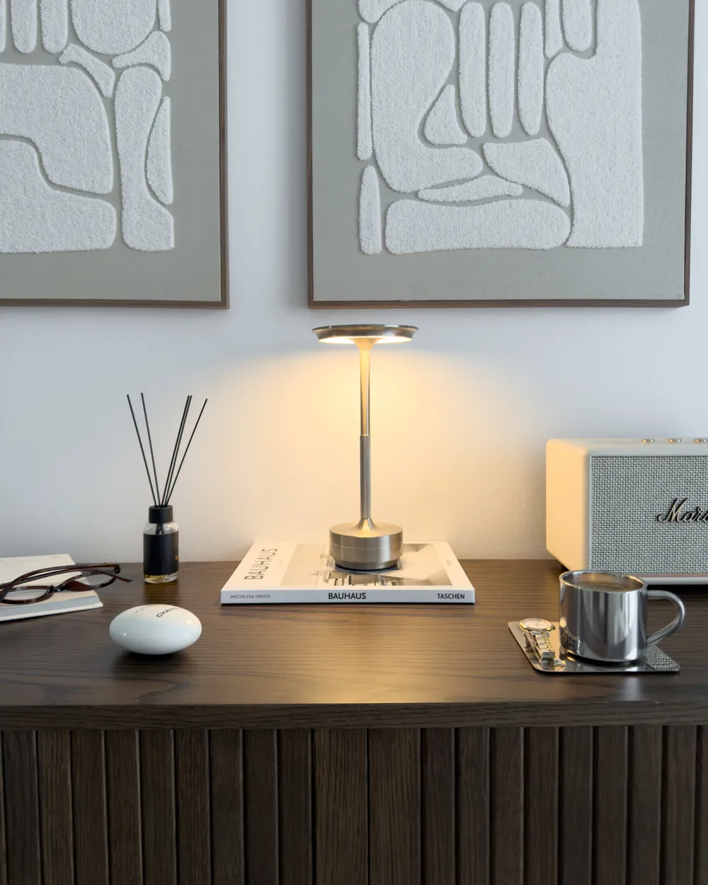 Wireless LED Table Lamp MAGO with Dimmer Metal Silver_1063253