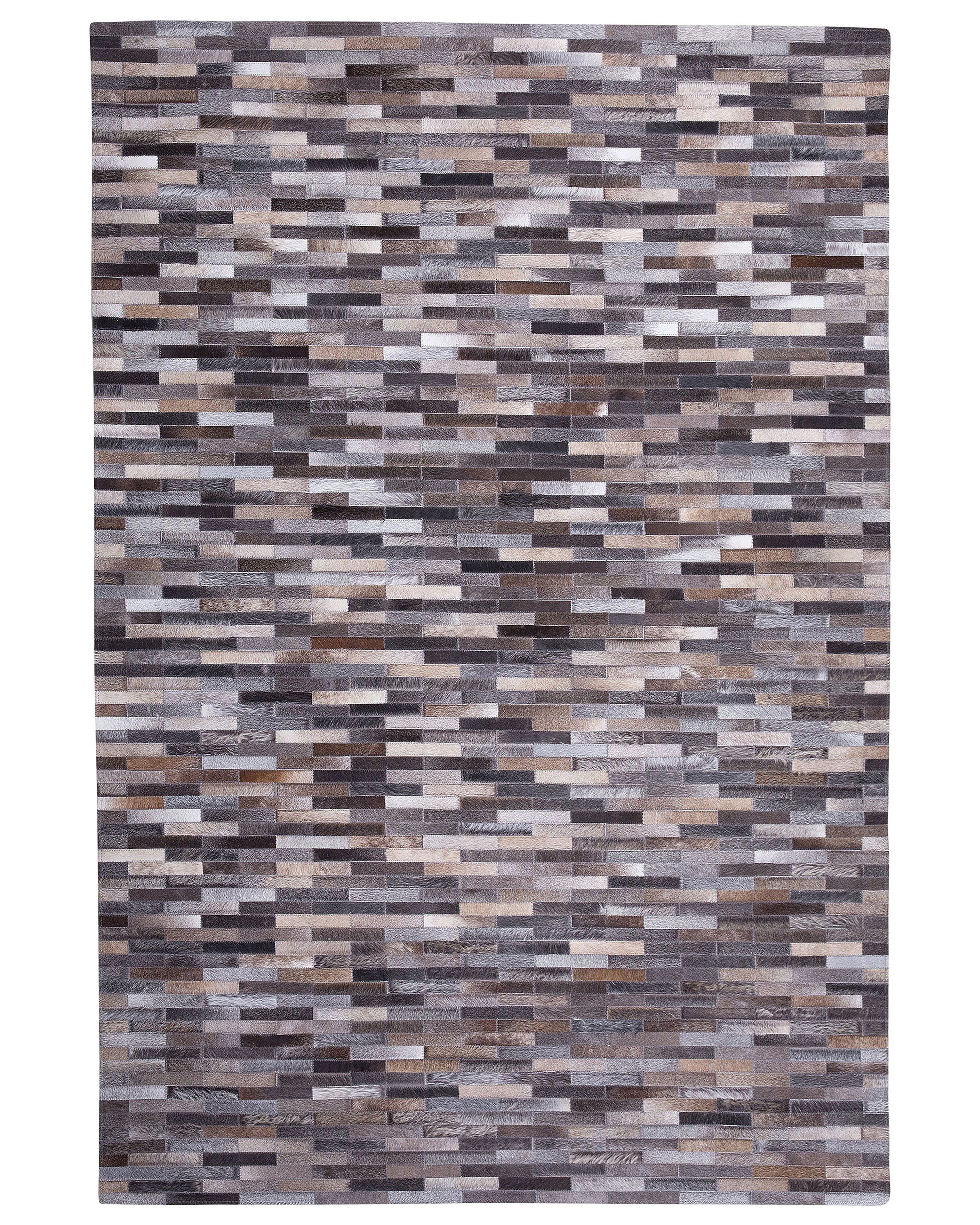 Teppich Kuhfell grau-braun 140 x 200 cm Patchwork Kurzflor AHILLI_721095