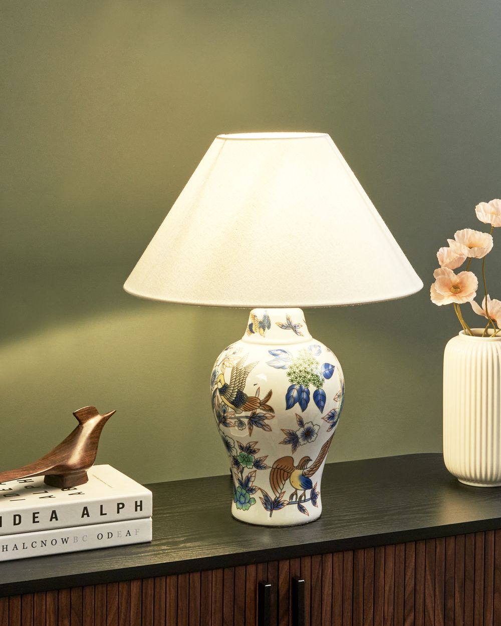 Table Lamp MORACA Porcelain White/ Blue