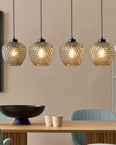 4 Light Glass Pendant Lamp Grey SHERRY