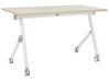 Folding Office Desk with Casters 120 x 60 cm Light Wood and White BENDI_922208