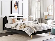 Lit avec sommier Velours FLAYAT 180 x 200 cm Noir_1170377
