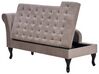 Chaise longue côté gauche en velours taupe avec rangement PESSAC_881745