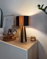 Lampada da tavolo WELMEL Vimini Marrone/Nero_1019965