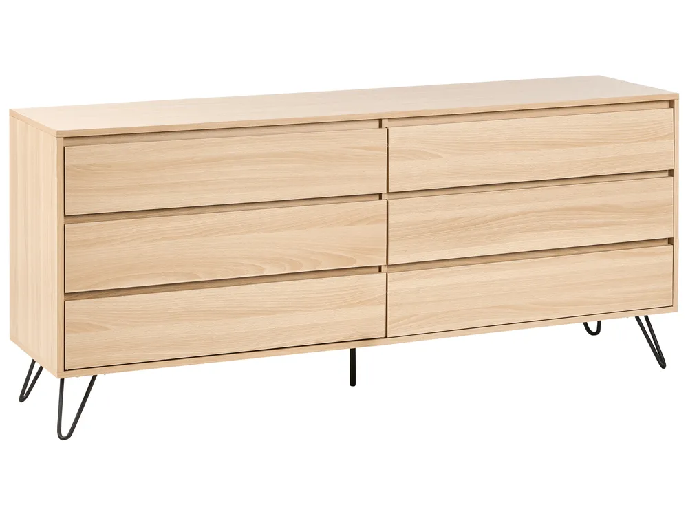 Komoda 6 szuflad CARDIGAN Jasnobrązowy