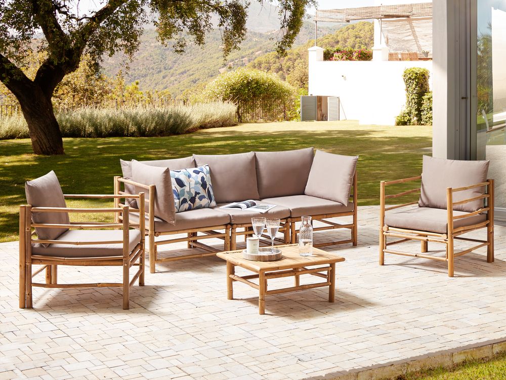 Conjunto de jardim com mesa 5 lugares CERRETO Bambu Taupe