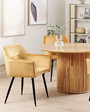 Conjunto de 2 sillas de comedor JASMIN Terciopelo Mostaza_1182509