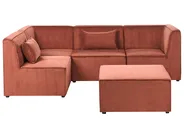 Modular Corner Sofa 4 Seater LEMVIG with Ottoman Corduroy Golden Brown Right Hand_1055037