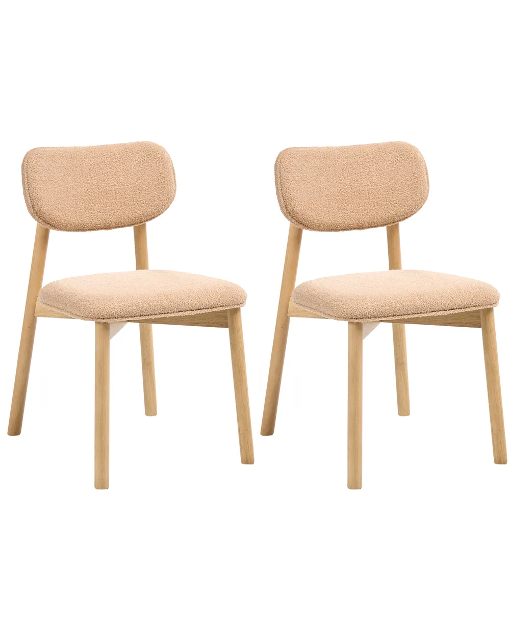 Set of 2 Dining Chairs MILLS Boucle Light Brown/ Beige_1065936