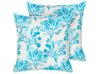 Set of 2 Cotton Cushions Coral Motif 45 x 45 cm White and Blue ROCKWEED_893025