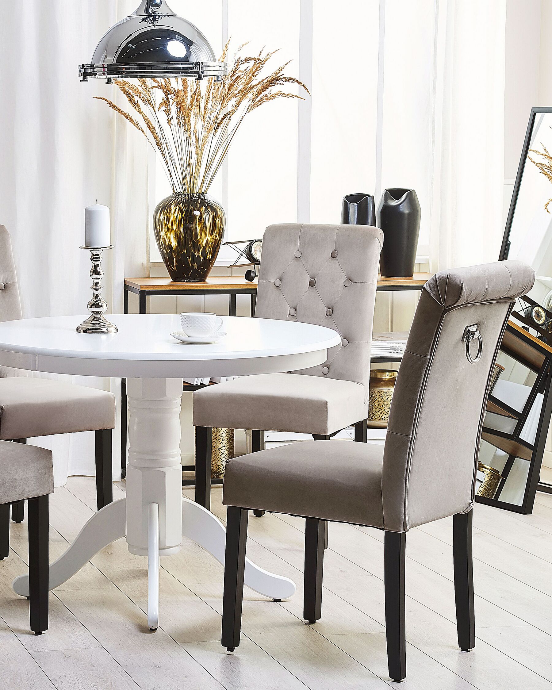 Set of 2 Velvet Dining Chairs with Ring Grey VELVA II_781895