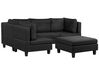 Left Hand 5 Seater Modular Fabric Corner Sofa with Ottoman Black FEVIK_781326