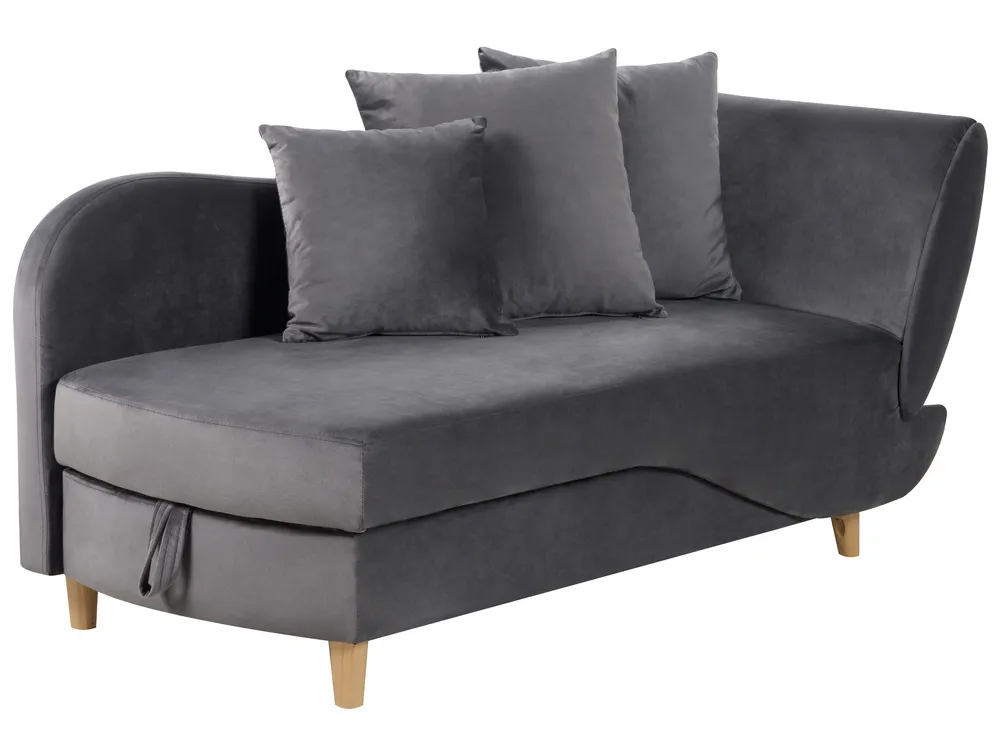 Chaiselongue Samt Grau Rechts Mit Stauraum - Meri II Modernes Design