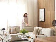 Modular Corner Sofa 4 Seater TIBRO Fabric Light Beige Right Hand_832090