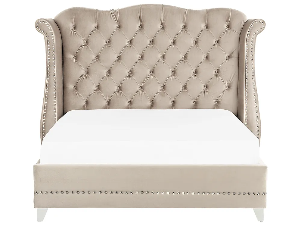 Letto Velluto AYETTE 160 x 200 cm Beige_832226