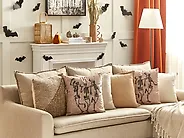 Lot de 2 coussins décoratifs MORTESTI 45 x 45 cm Velours Beige clair Motif abstrait_1183421