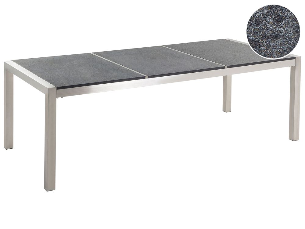 Gartentisch GROSSETO 220 cm 100 cm Granit geflammt Graphitgrau