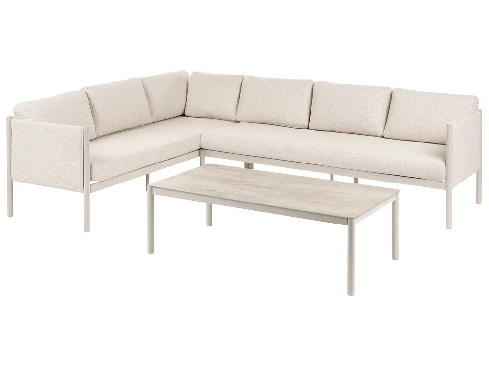 Set di divani angolari da giardino 5 posti TONARA Metallo Beige chiaro Lato destro_1125122