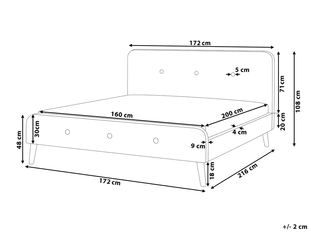 Cama de casal em tecido creme claro 160 x 200 cm RENNES_345599