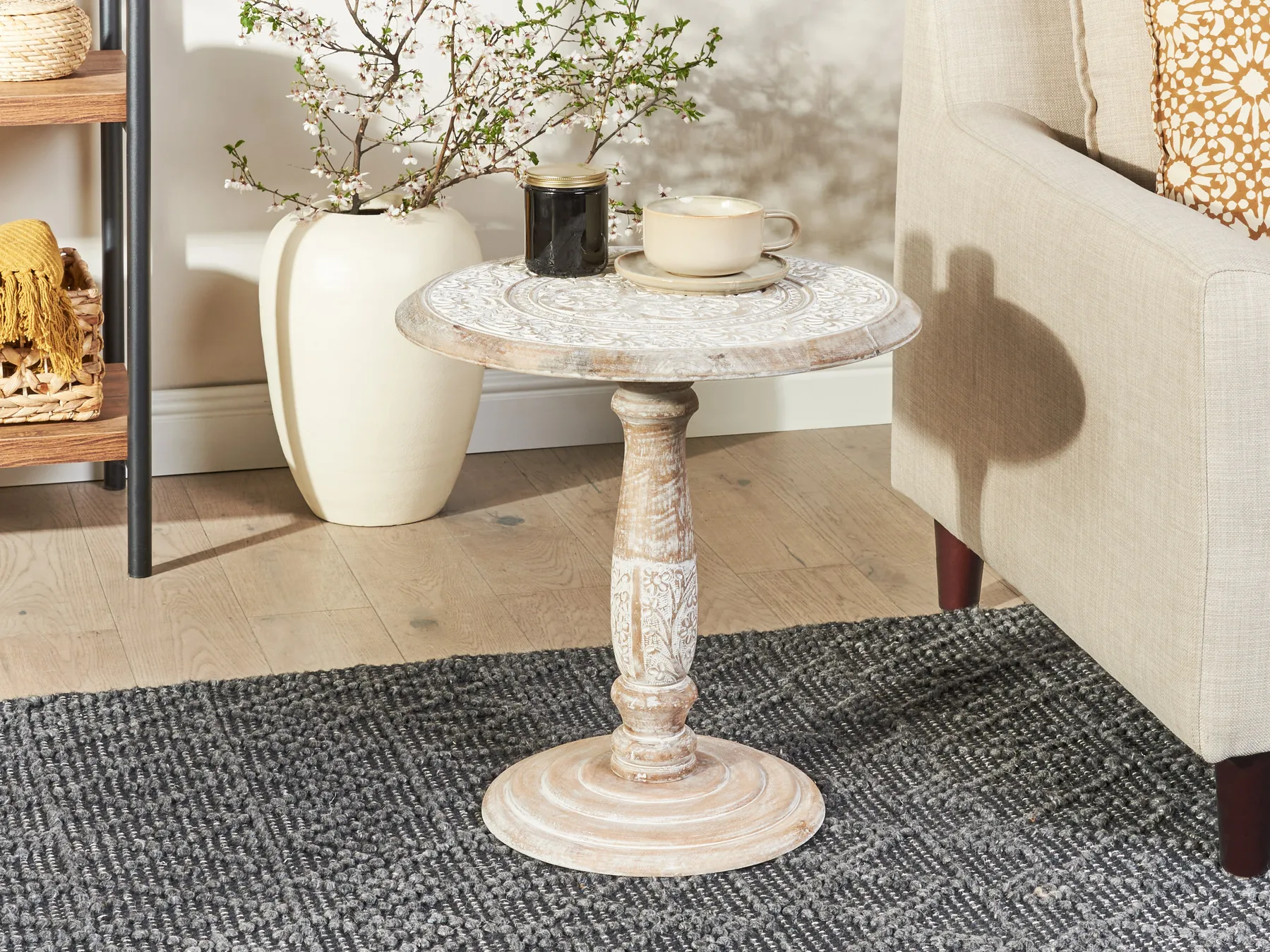 Side Table JAMBIA Mango Wood Off-White_857073