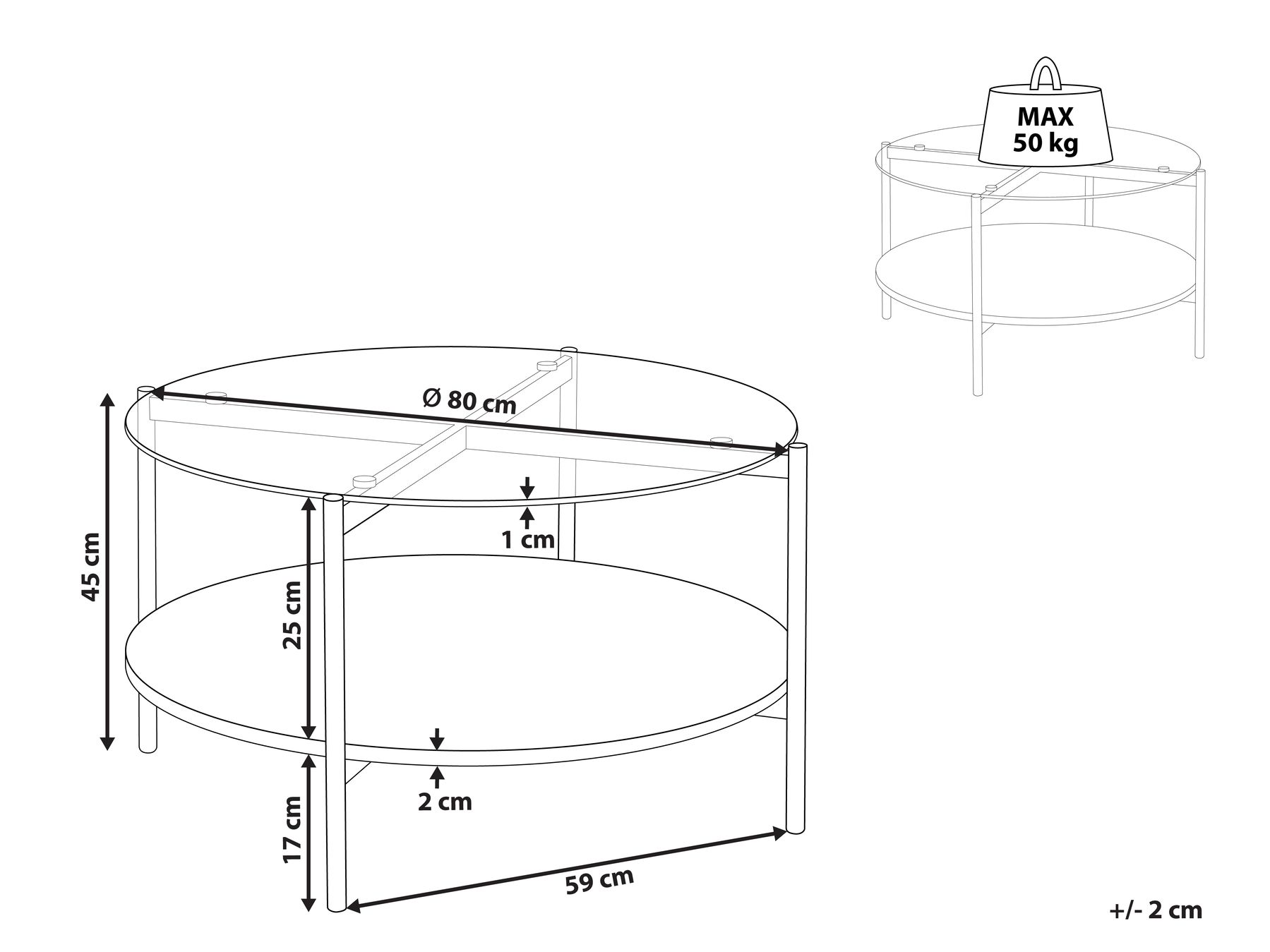 Glass Top Coffee Table Light Wood with Gold LOVELL_937270